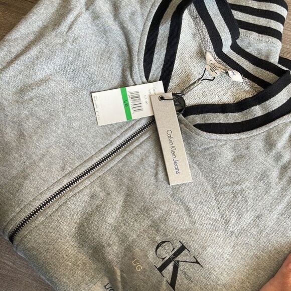 Calvin Klein Jeans Reissue Tipping Zip-up Sweater-GREY-Large - Picture 2 of 3